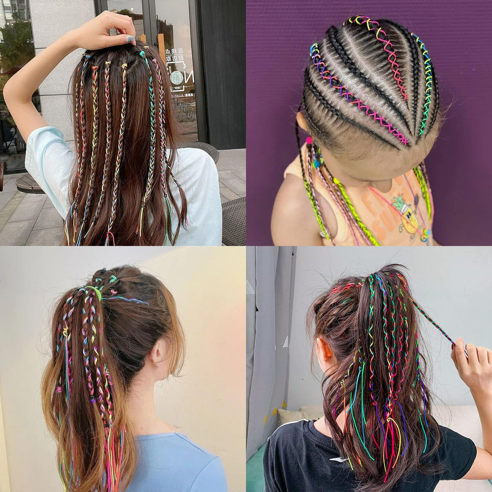 Generic rainbow gradient hair ties in thick size secure braids with bold, eye-catching color.