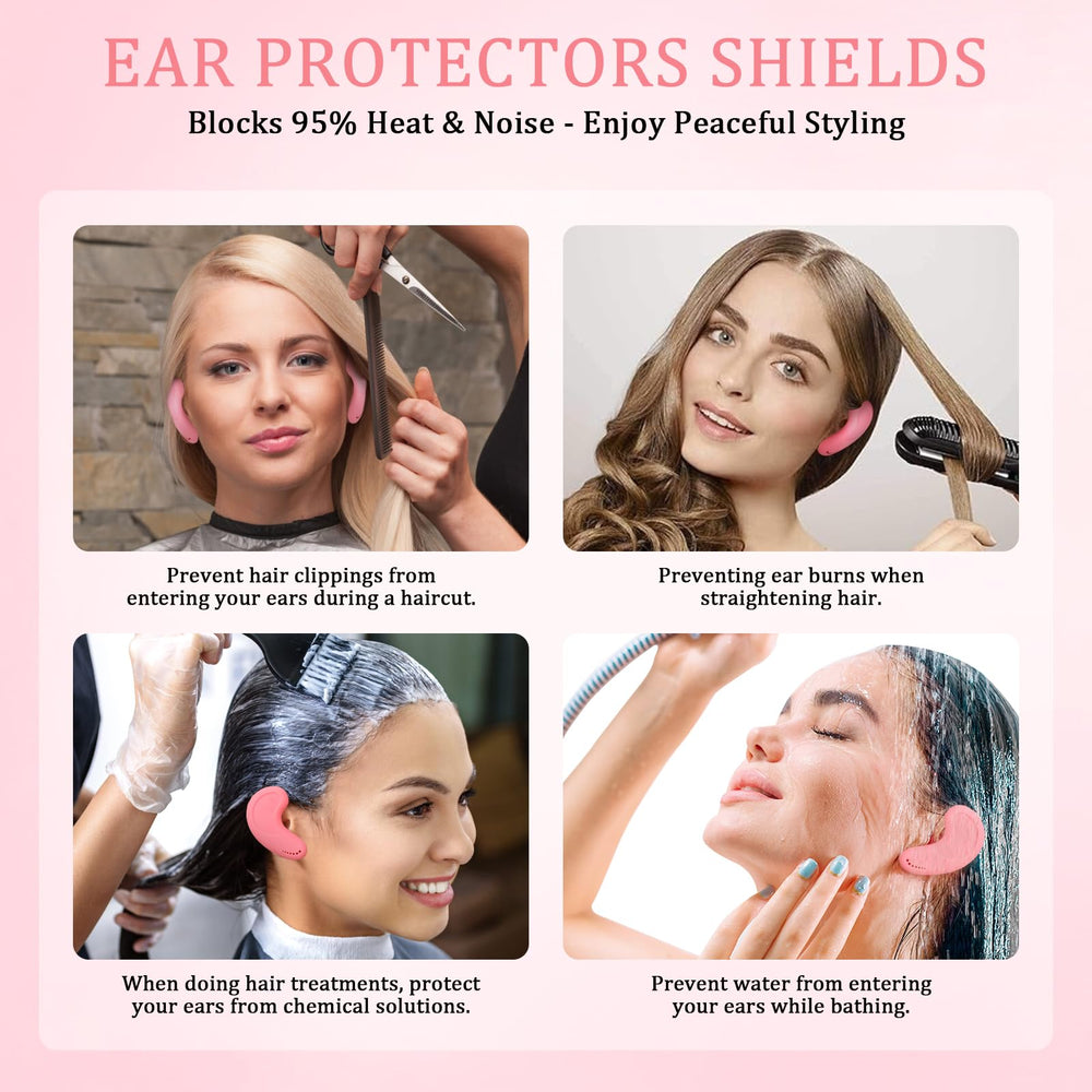 Generic silicone ear covers heat-resistant pink withstands hair dryer use