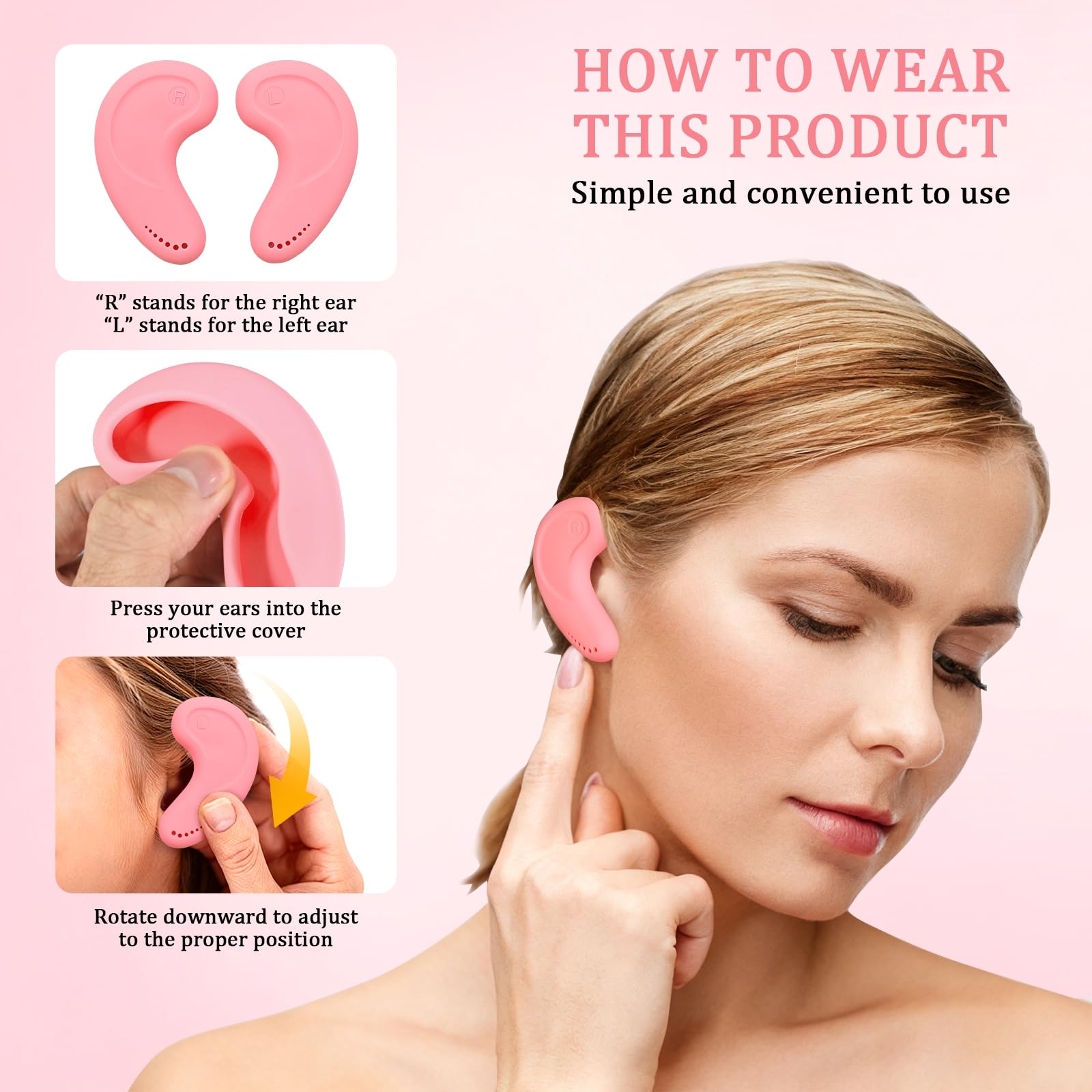 Generic silicone ear covers reusable pink are easy to wash after use