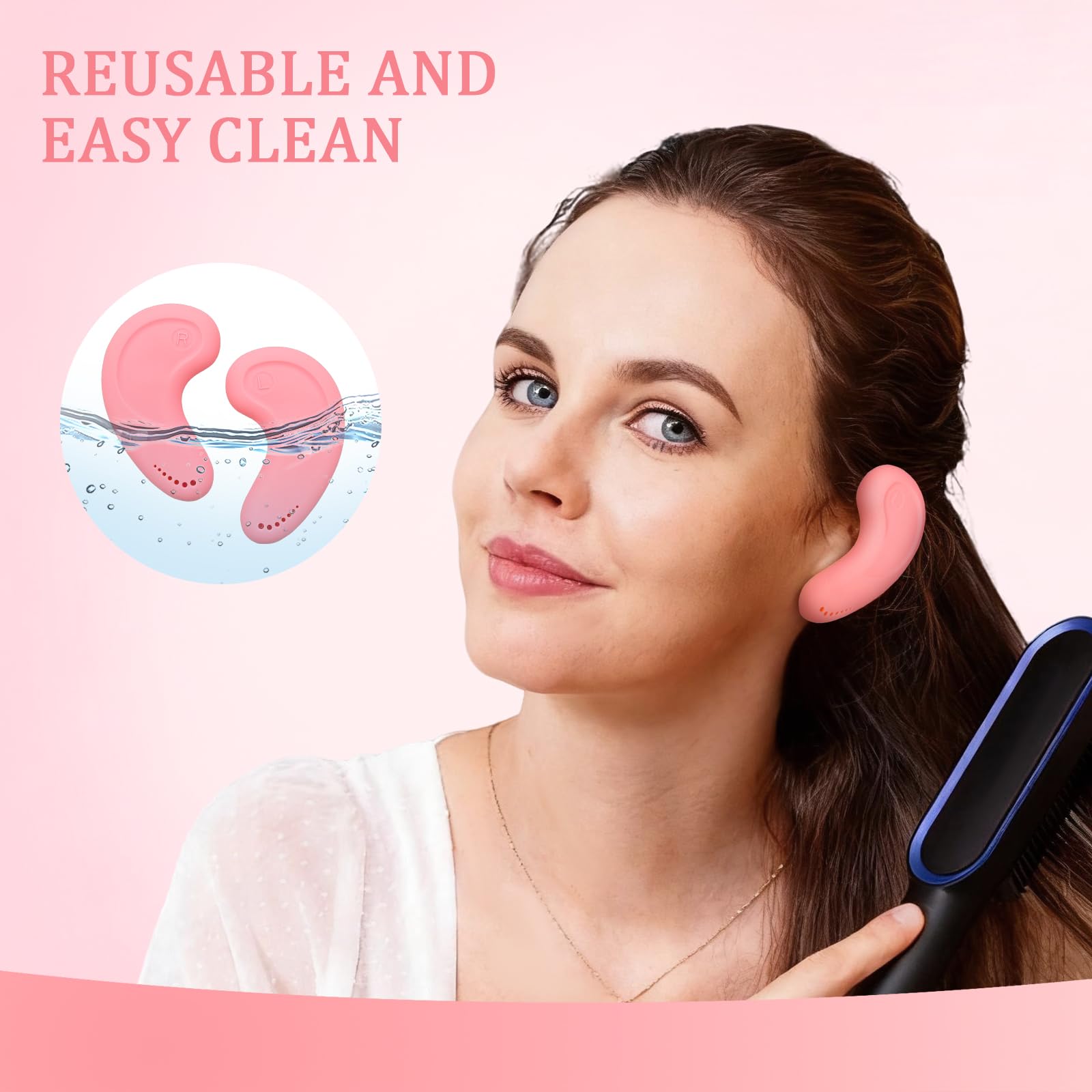Generic silicone ear covers with storage case pink travel-ready protection