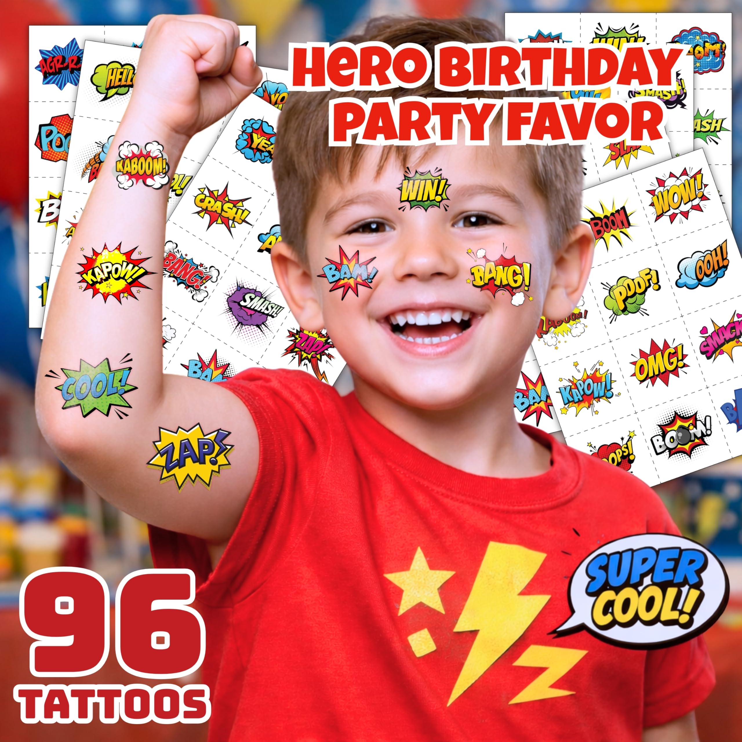 Generic tatuajes temporales de héroe, aplicación rápida para juegos en fiestas.