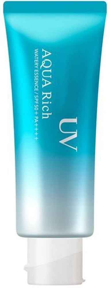Generic UV Aqua Rich bottle demonstrates lightweight daily sun protection for all-day wear