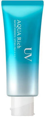 Generic UV Aqua Rich bottle demonstrates lightweight daily sun protection for all-day wear