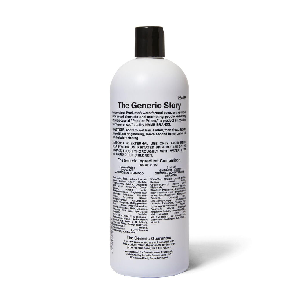 Generic Value Products Conditioning Purple Shampoo foamy-lather shows cleansing while purple tones reduce yellow.