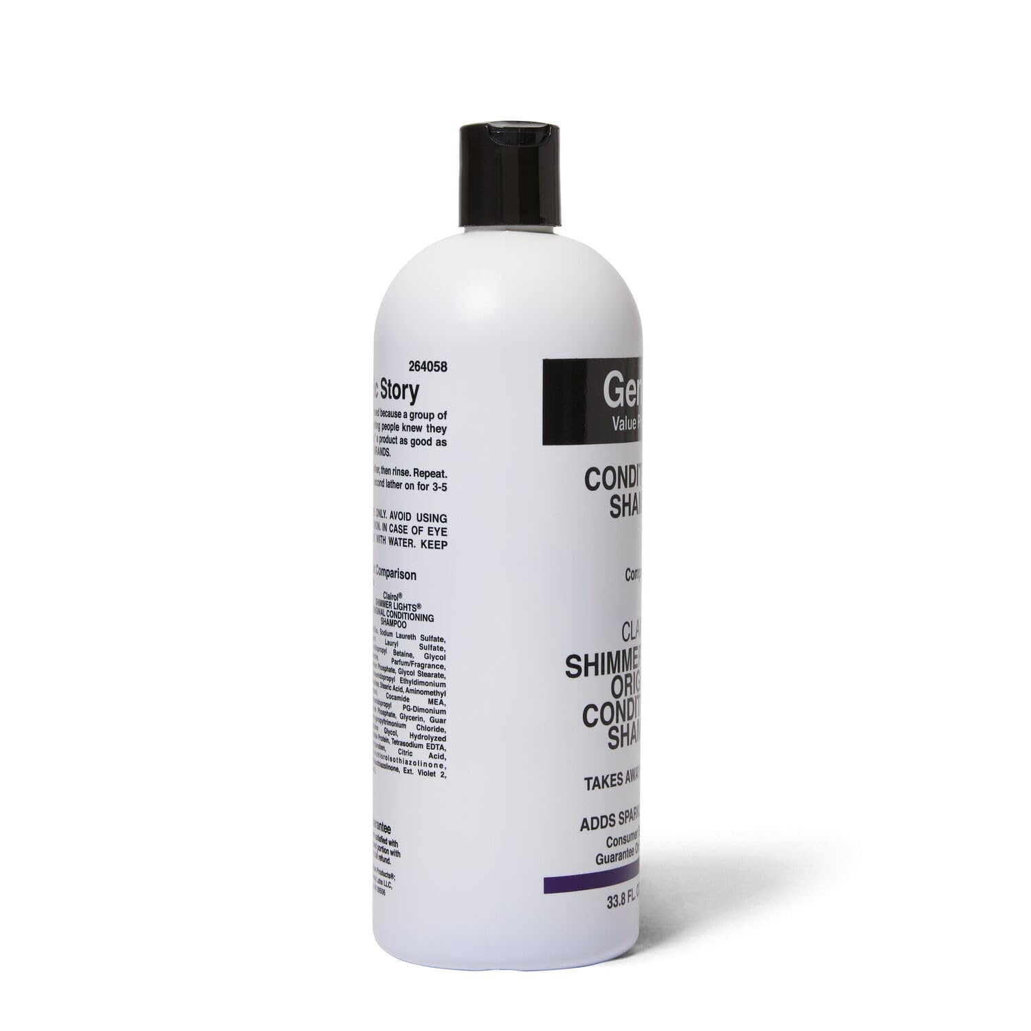 Generic Value Products Conditioning Purple Shampoo pour captures application and tinting action brightening faded highlights.