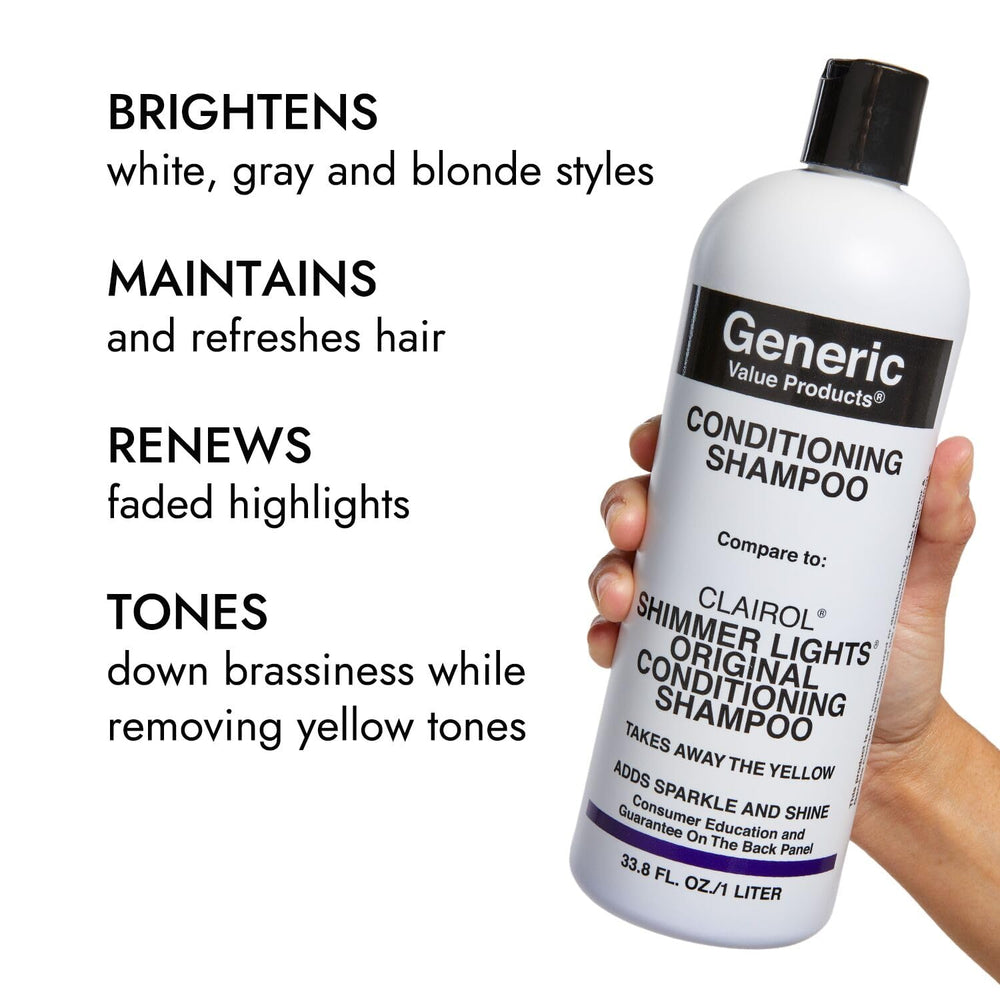 Generic Value Products Conditioning Purple Shampoo renews faded highlights for more dimension.