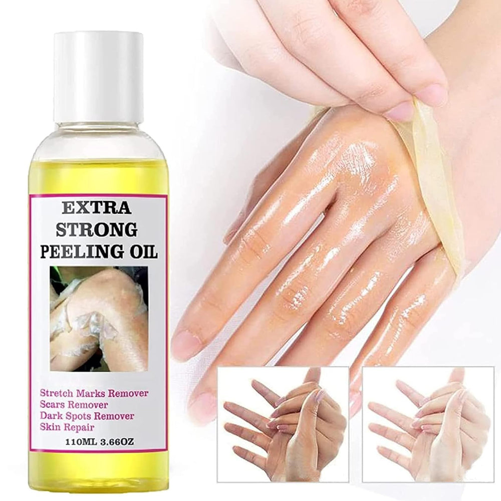 Generic Extra Strong Yellow Peeling Oil pour action demonstrates easy at-home exfoliation.