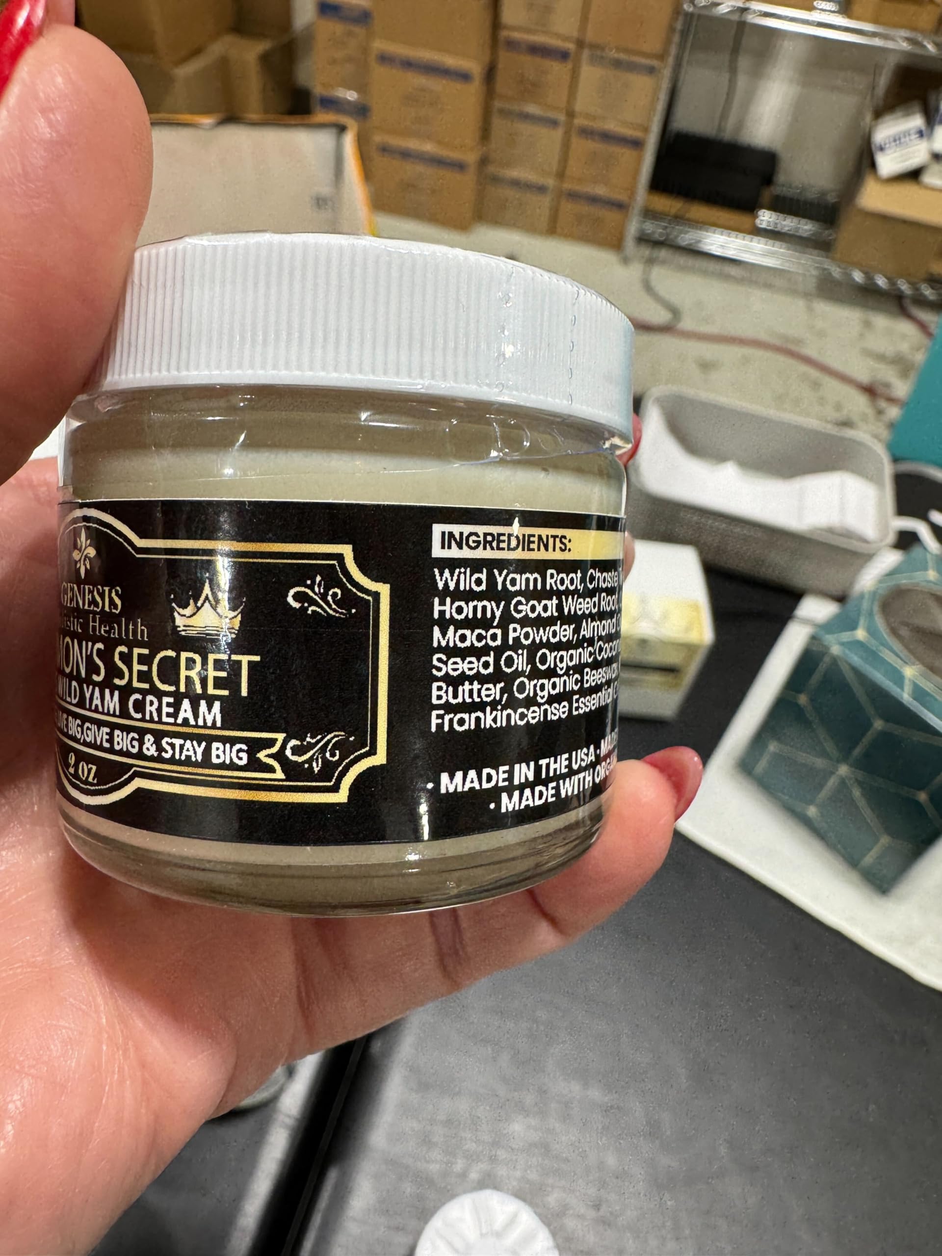 Genesis Solomon's Secret Wild Yam Cream application-during-workout shows easy daily use