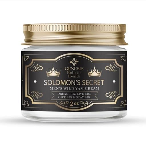Genesis Solomon's Secret Wild Yam Cream jar-front highlighting organic vitality support for active men