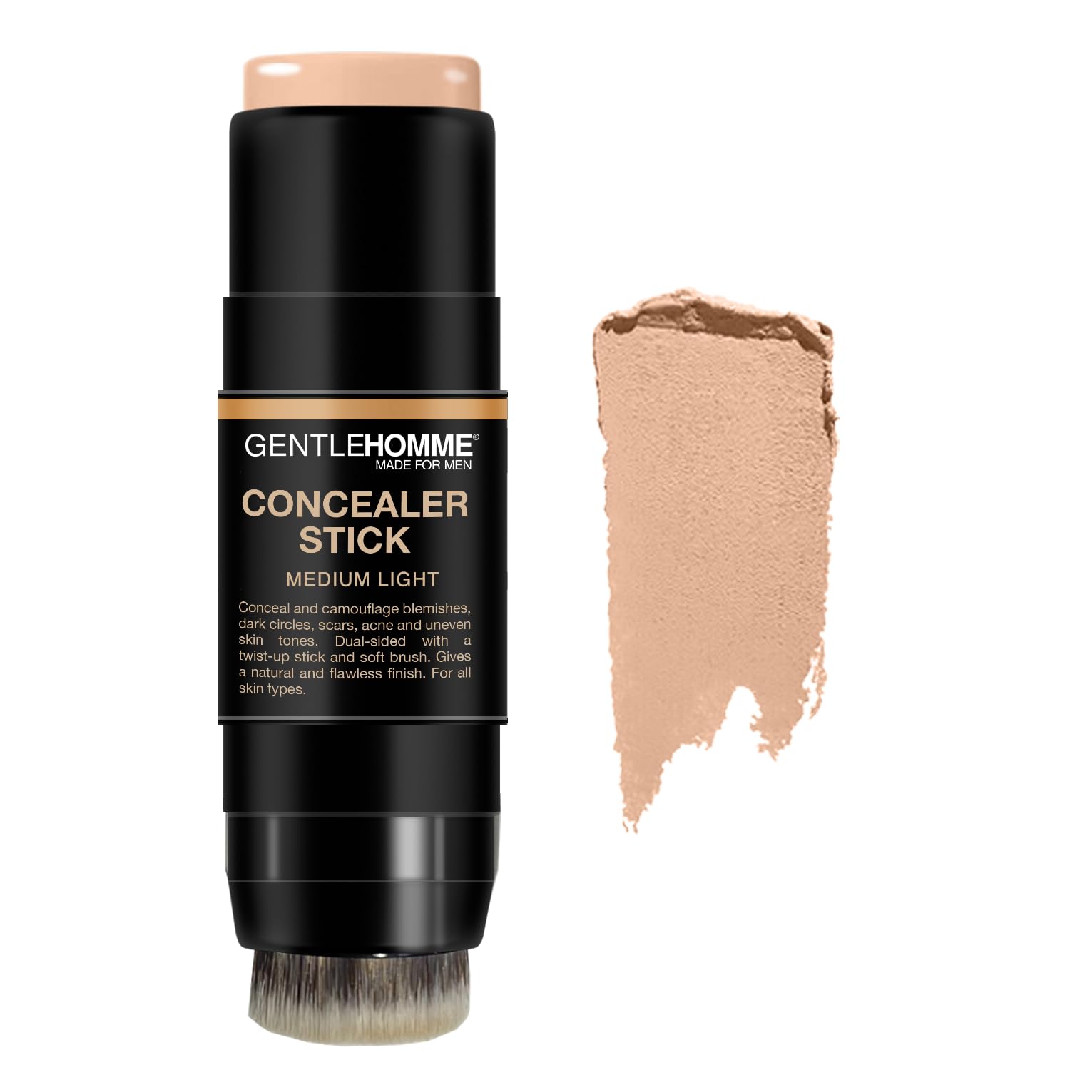 Gentlehomme concealer stick blemishes close-up for quick, natural-looking coverage.