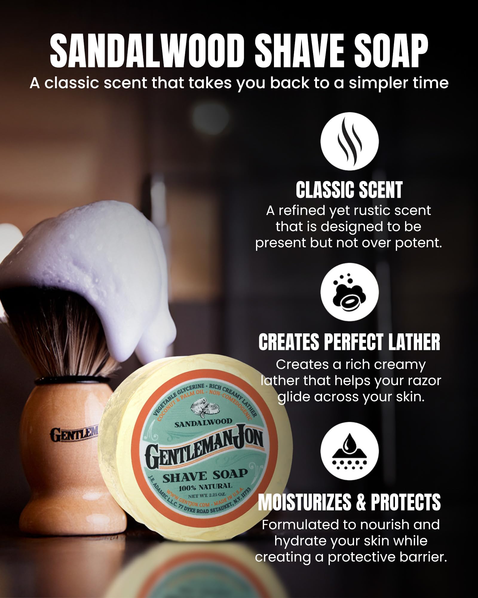 Gentleman Jon complete shaving brush kit stand keeps tools dry between uses.