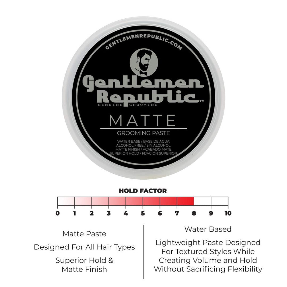 Gentlemen Republic textured hair with matte paste for natural definition.