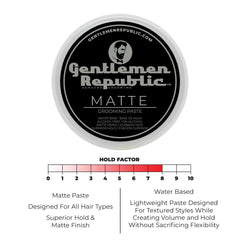Gentlemen Republic textured hair with matte paste for natural definition.