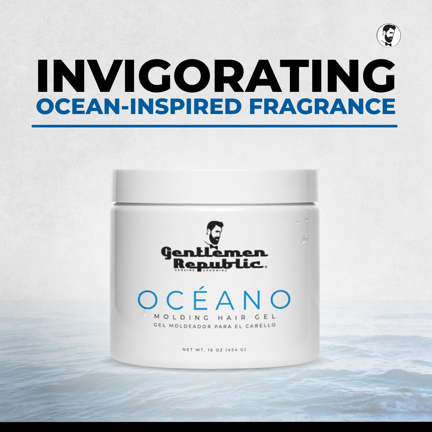 Oceano gel bottle beside sink supports daily grooming routine.