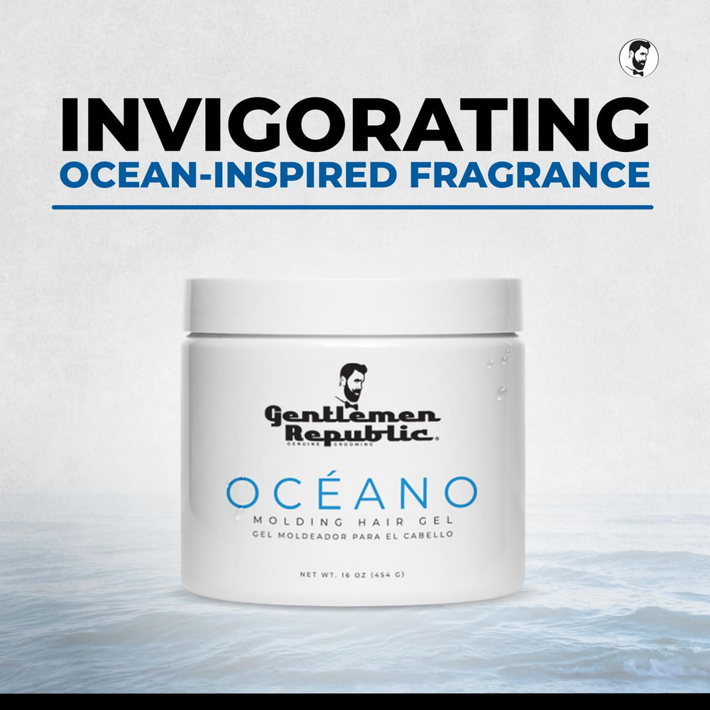 Oceano gel bottle beside sink supports daily grooming routine.