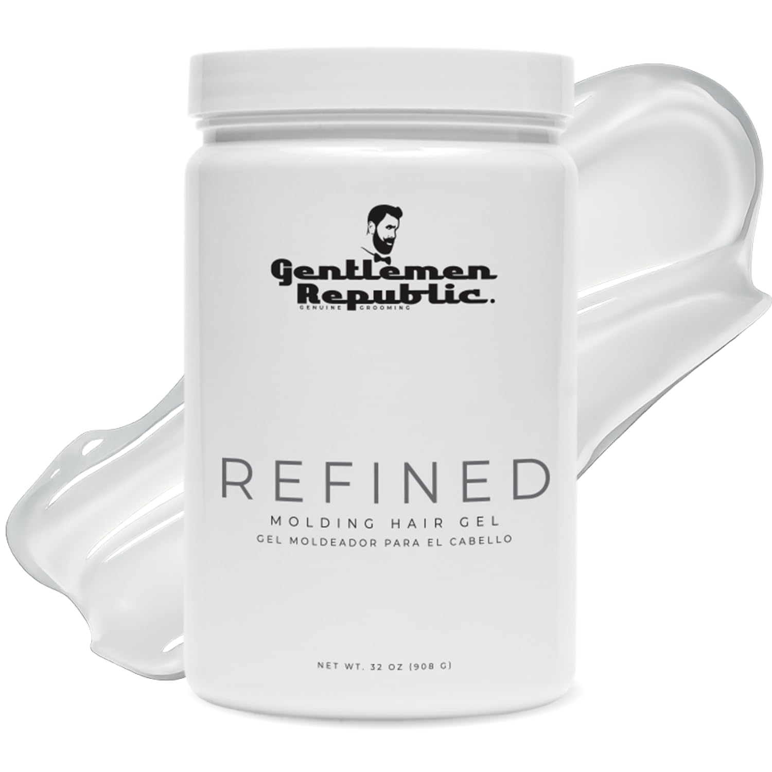 Gentlemen Republic Refined Hair Gel bottle showcasing high hold and shine