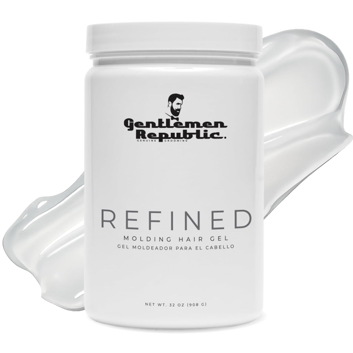Gentlemen Republic Refined Hair Gel bottle showcasing high hold and shine