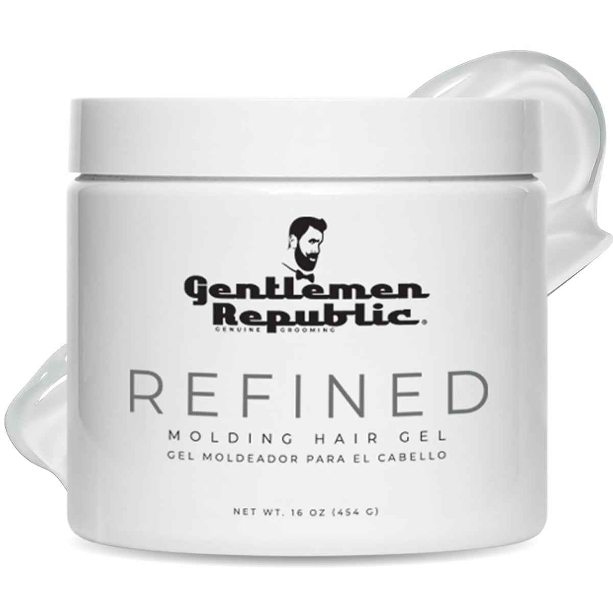 Gentlemen Republic Refined Hair Gel bottle shows humidity-resistant high-hold performance.
