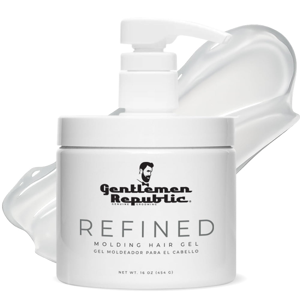 Gentlemen Republic Refined Hair Gel pump bottle for easy application and long-lasting hold
