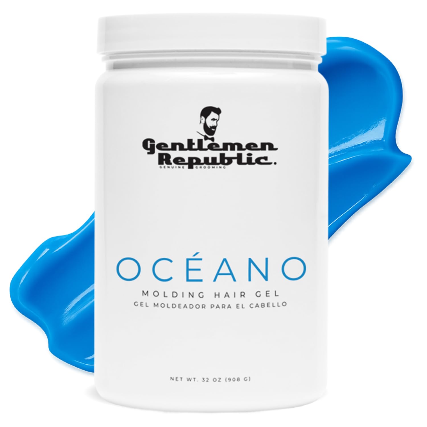 Gel Oceano de Gentlemen Republic en frasco de 32 onzas para peinado firme y con brillo.