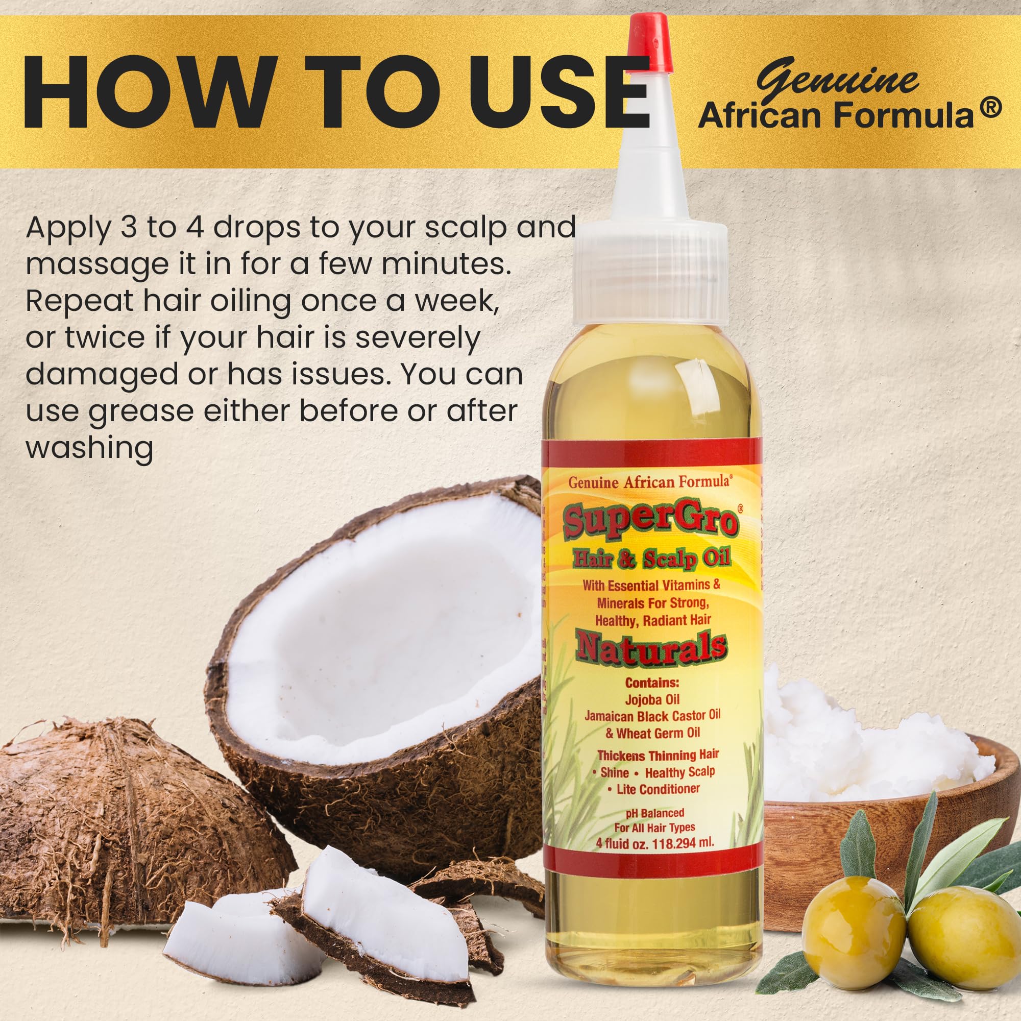 Genuine African Formula SuperGro natural oils blend for hair nourishment