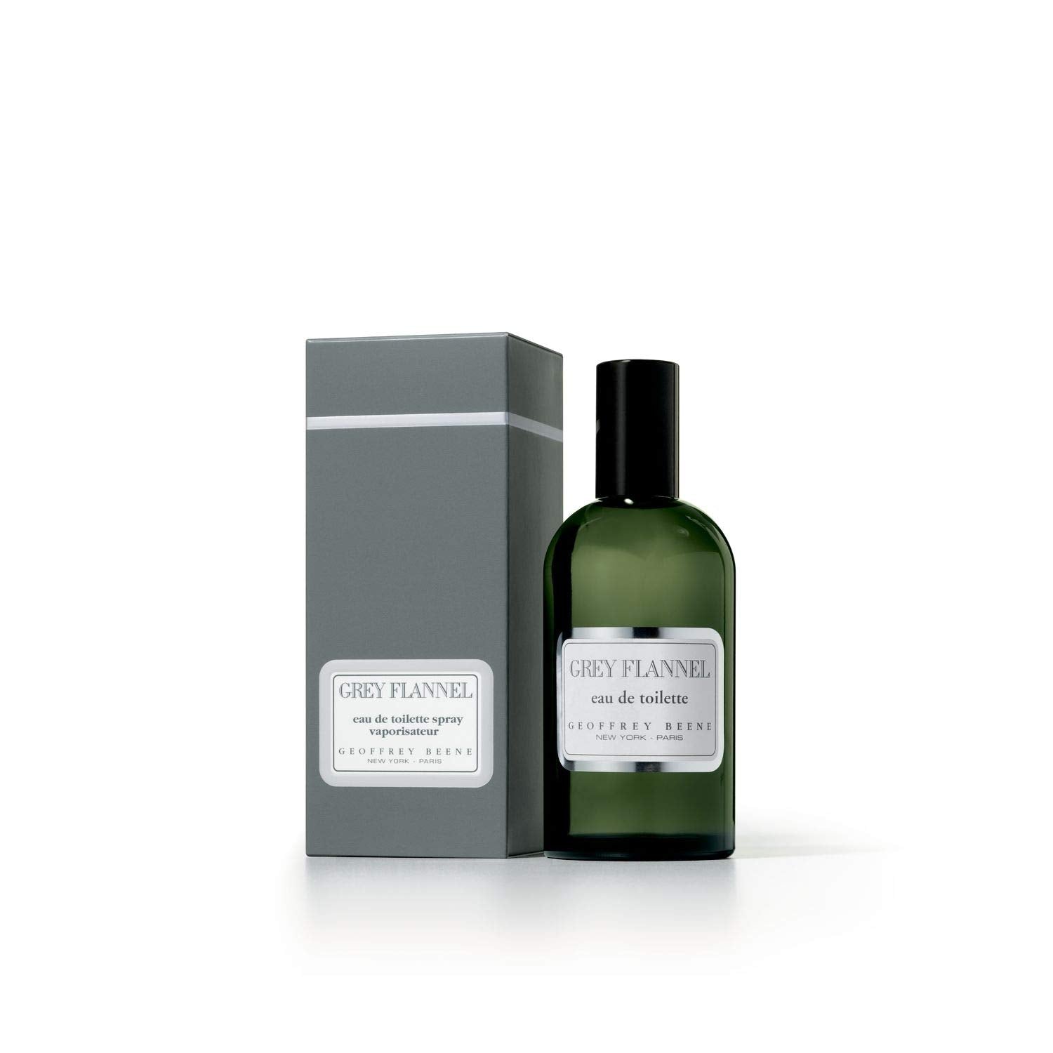 Geoffrey Beene Grey Flannel Toilettes spray bottle closeup for lasting romantic scent