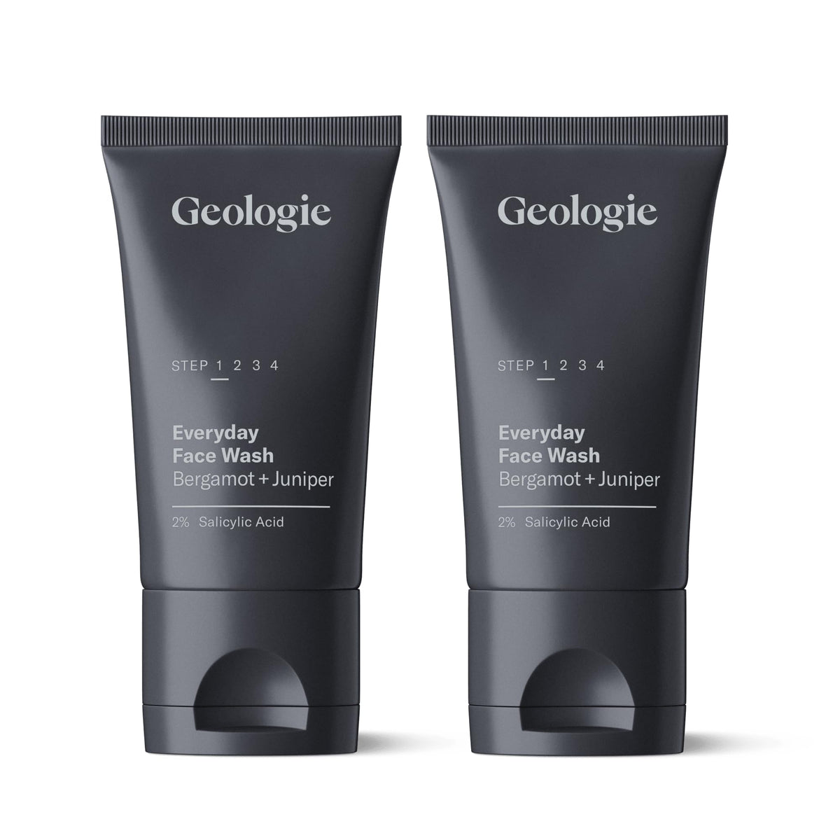 Geologie 2% Salicylic Acid Face Wash bottle closeup highlights pore-clearing formula for clearer skin.