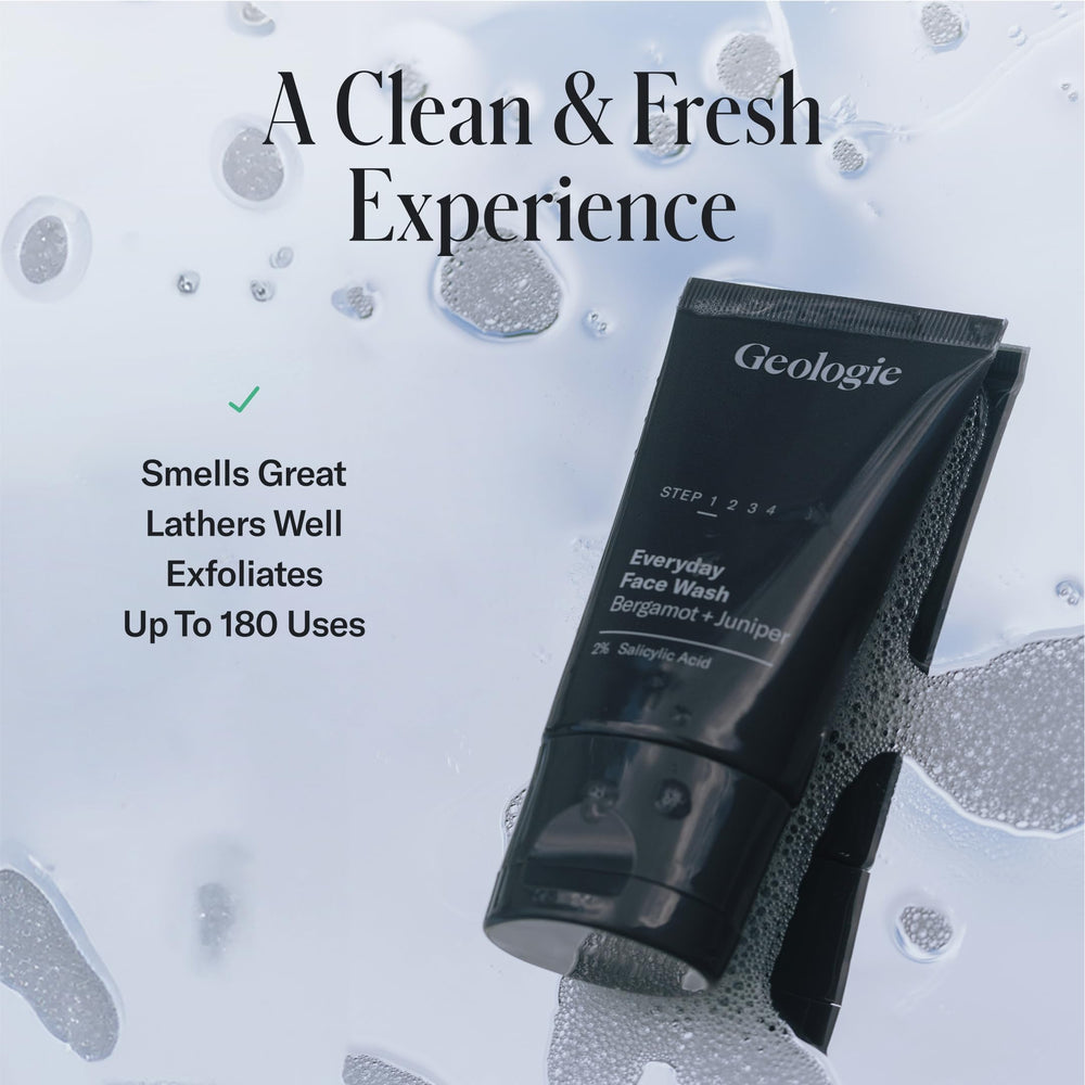 Geologie award-winning skincare badge signals trusted quality.