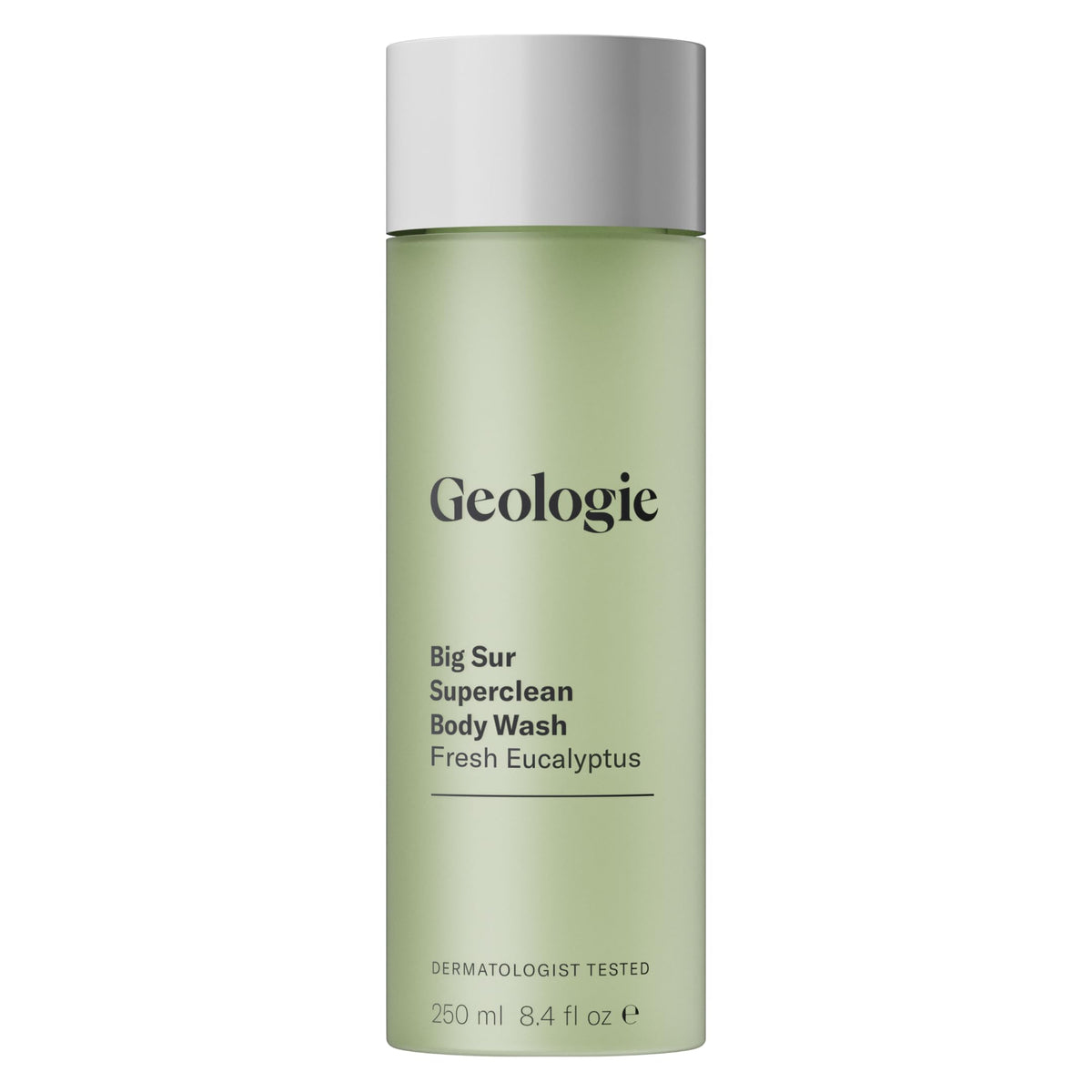 Geologie Big Sur Fresh Eucalyptus bottle highlights eco-friendly packaging and natural scent.