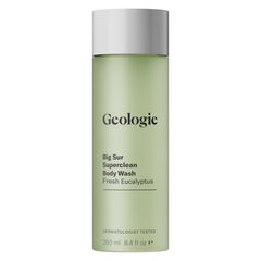 Geologie Big Sur Fresh Eucalyptus bottle highlights eco-friendly packaging and natural scent.
