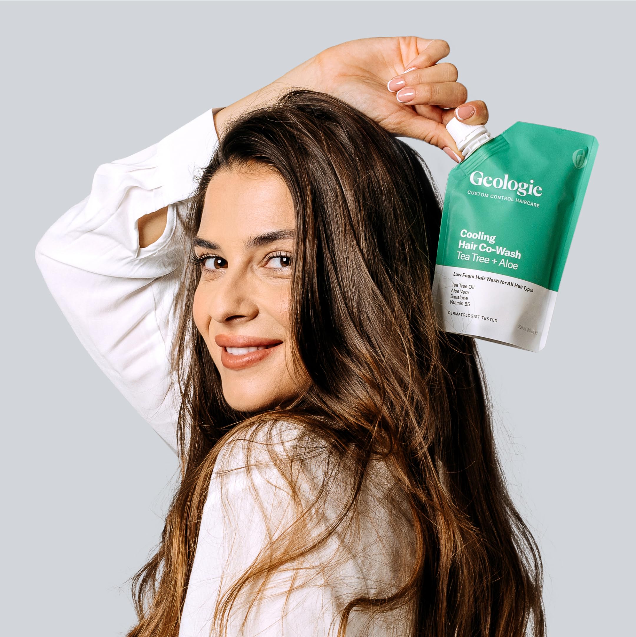 Geologie Cooling Hair Co-Wash menthol tint showing cooling refreshment on scalp