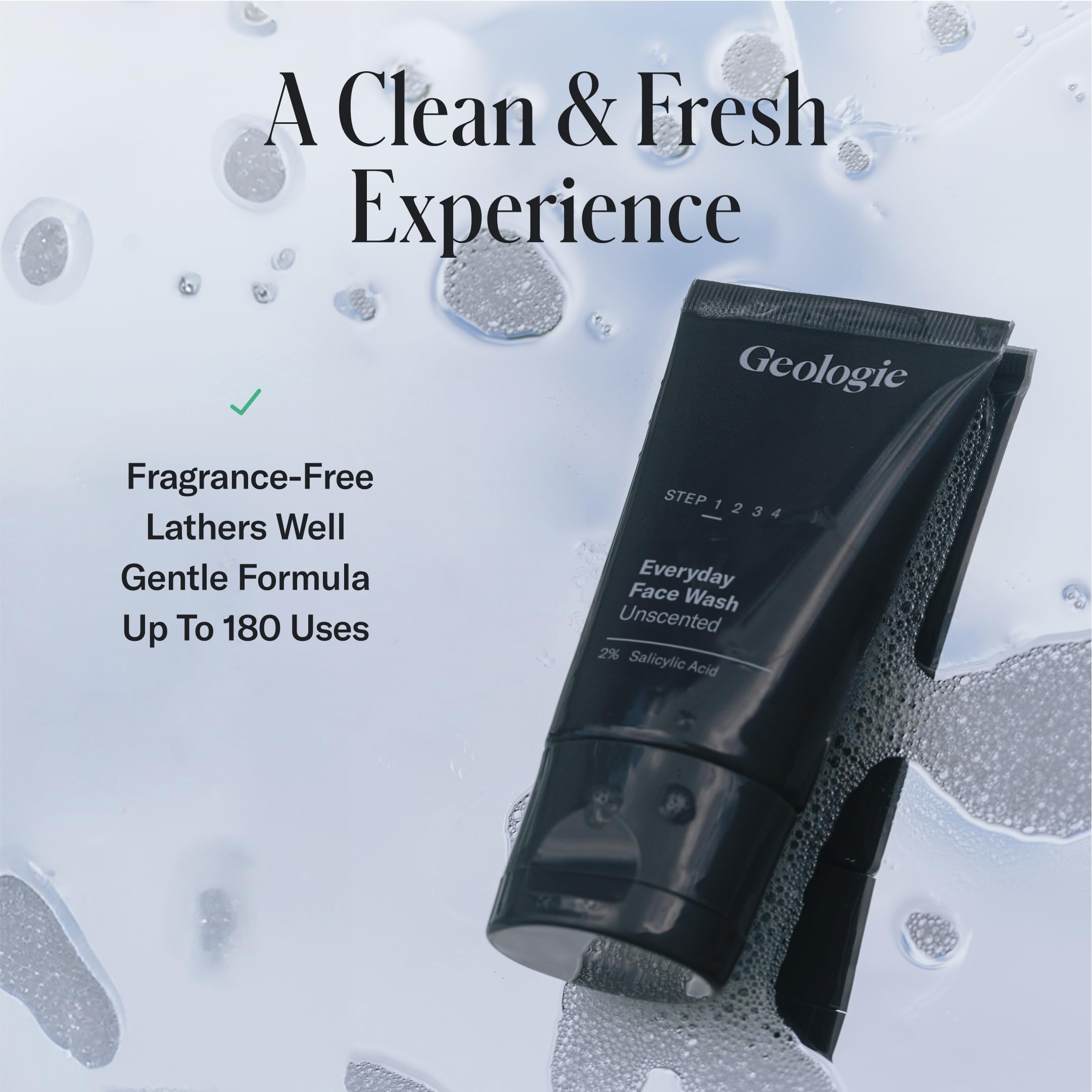 Geologie salicylic acid pores image communicates pore unclogging and oil control.