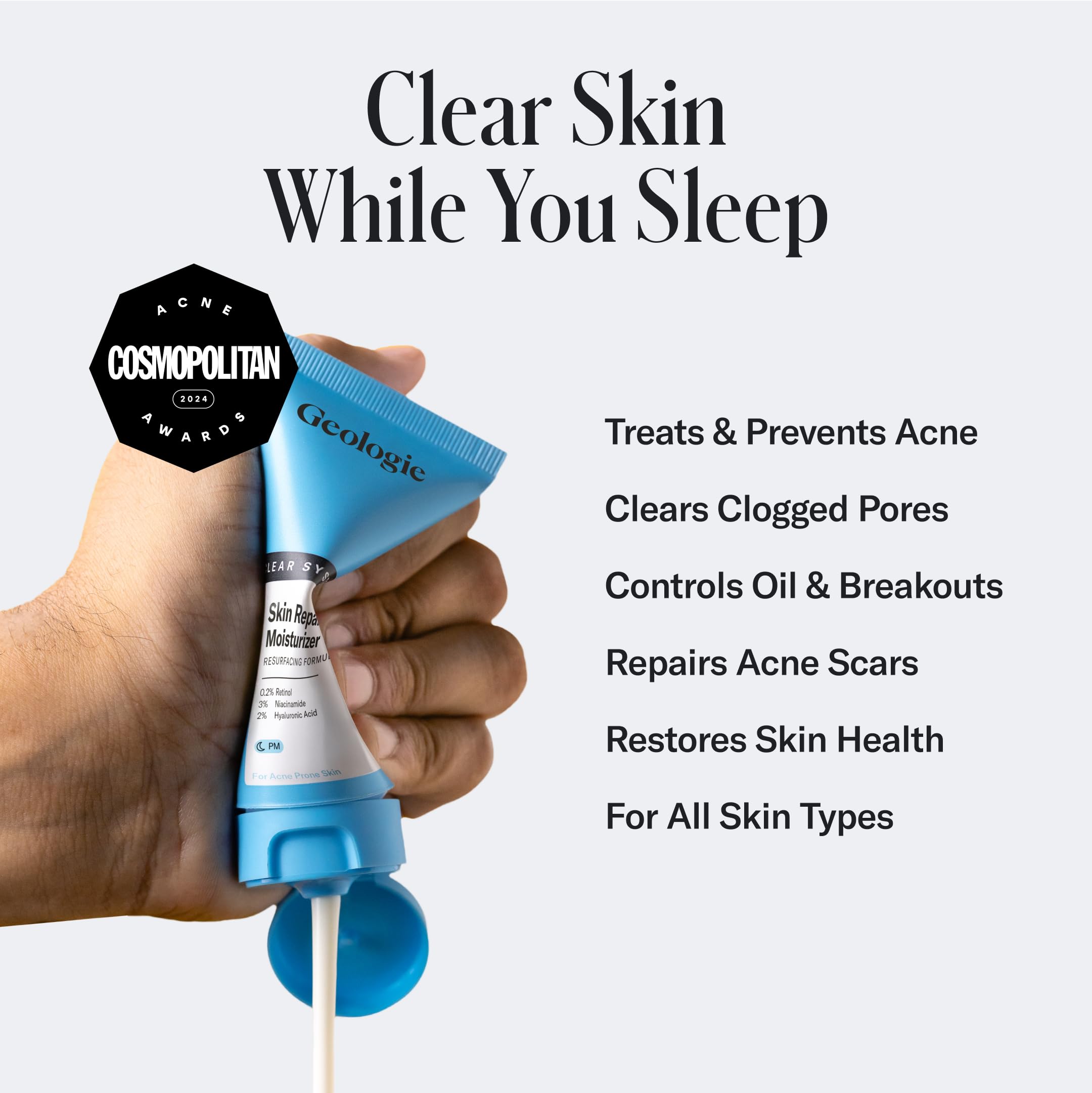 Geologie Skin Repair Moisturizer texture close-up showing creamy, hydrating consistency.