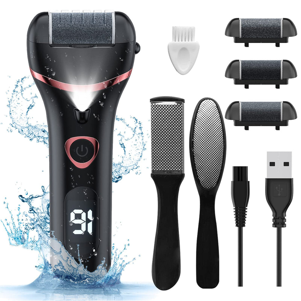 Geopu electric foot callus remover box front showing sleek design for easy gifting.
