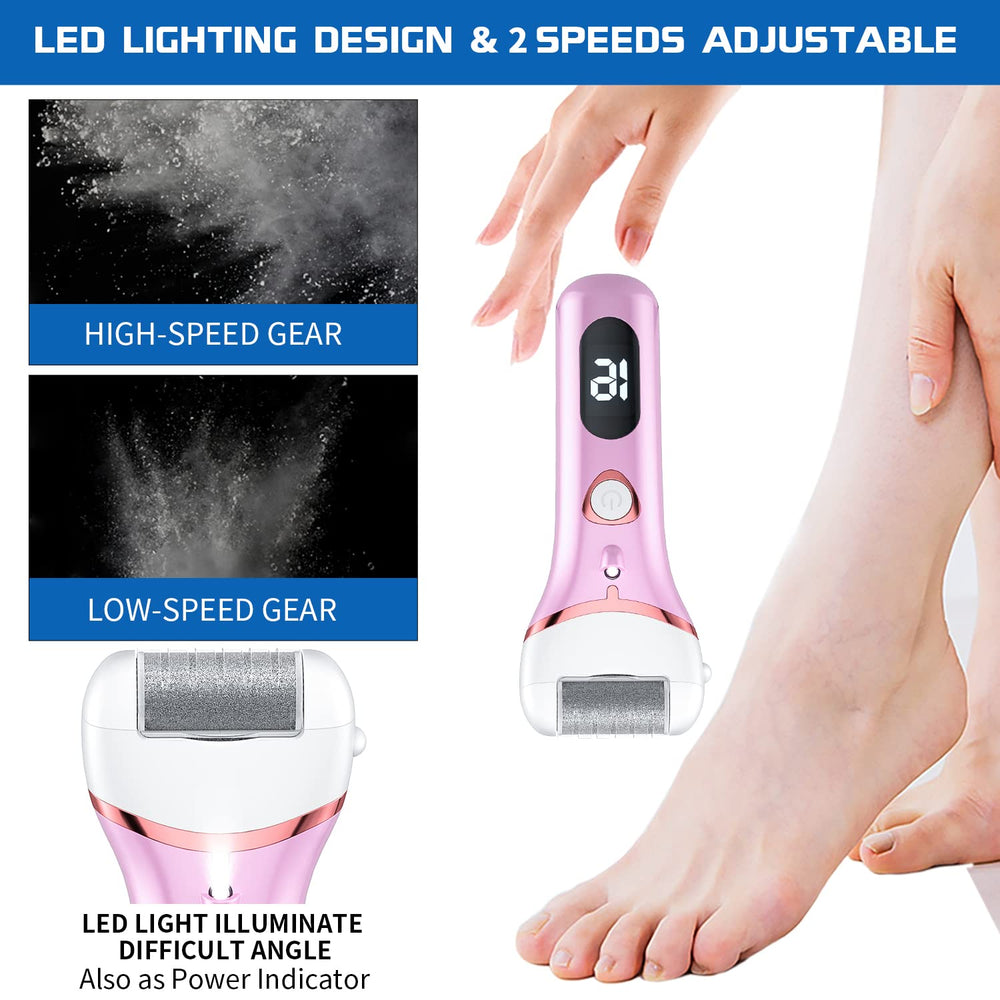 Geopu replacement roller heads shown, enabling flexible foot care for varying skin needs.