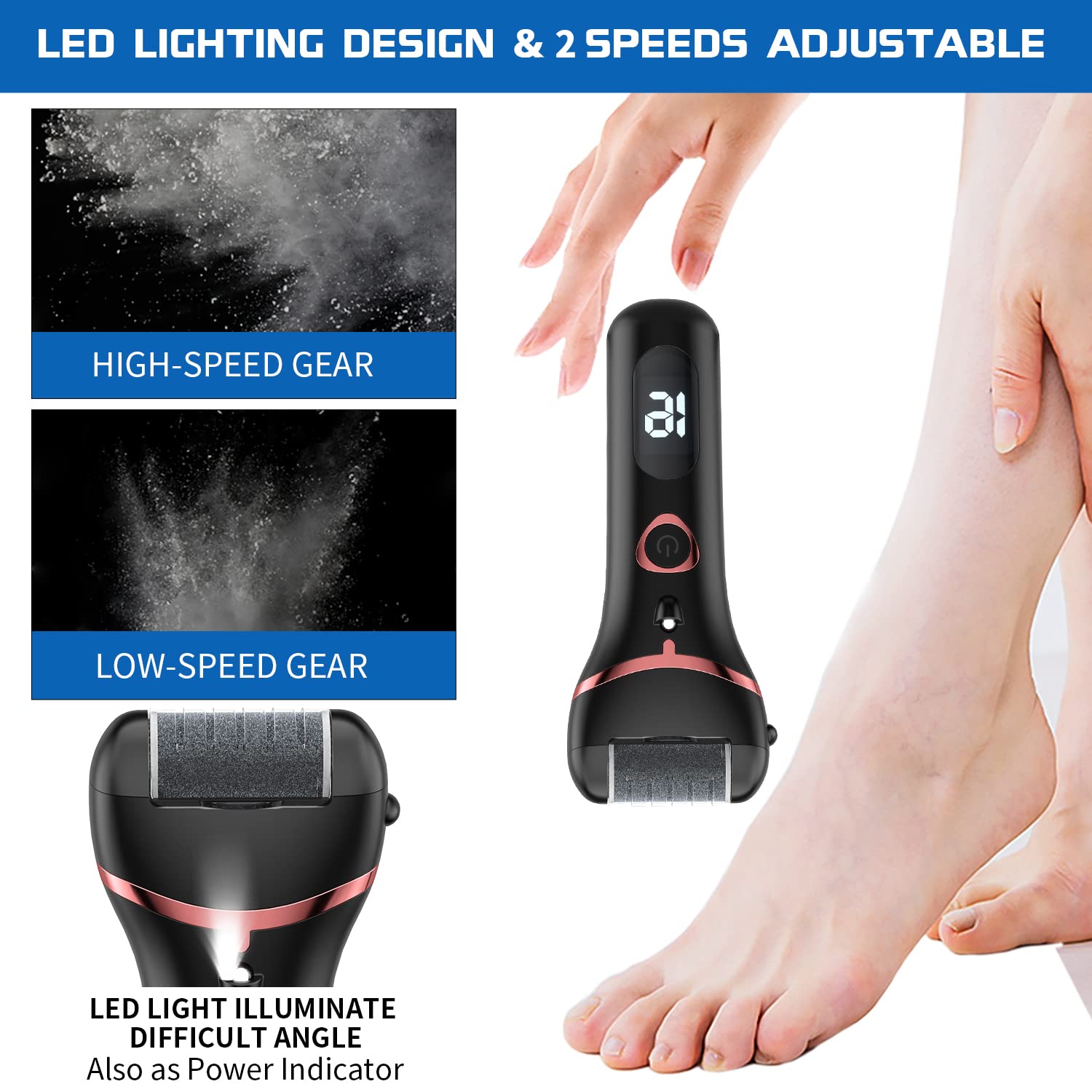 Geopu foot file interchangeable roller heads for customized pedicure