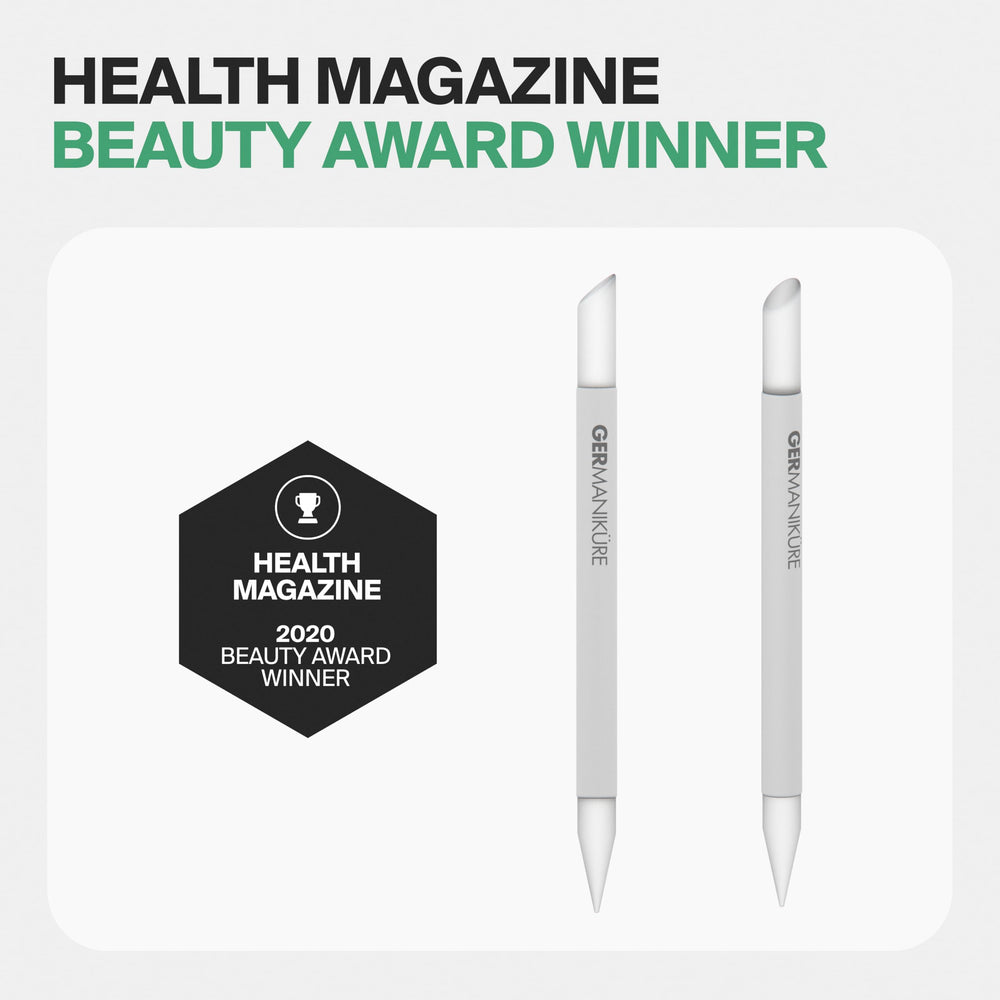 GERMANIKURE cuticle stick removing hangnails with gentle technique.