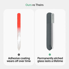 GERmanikure etched filing surface promotes consistent, smooth edges on natural nails.