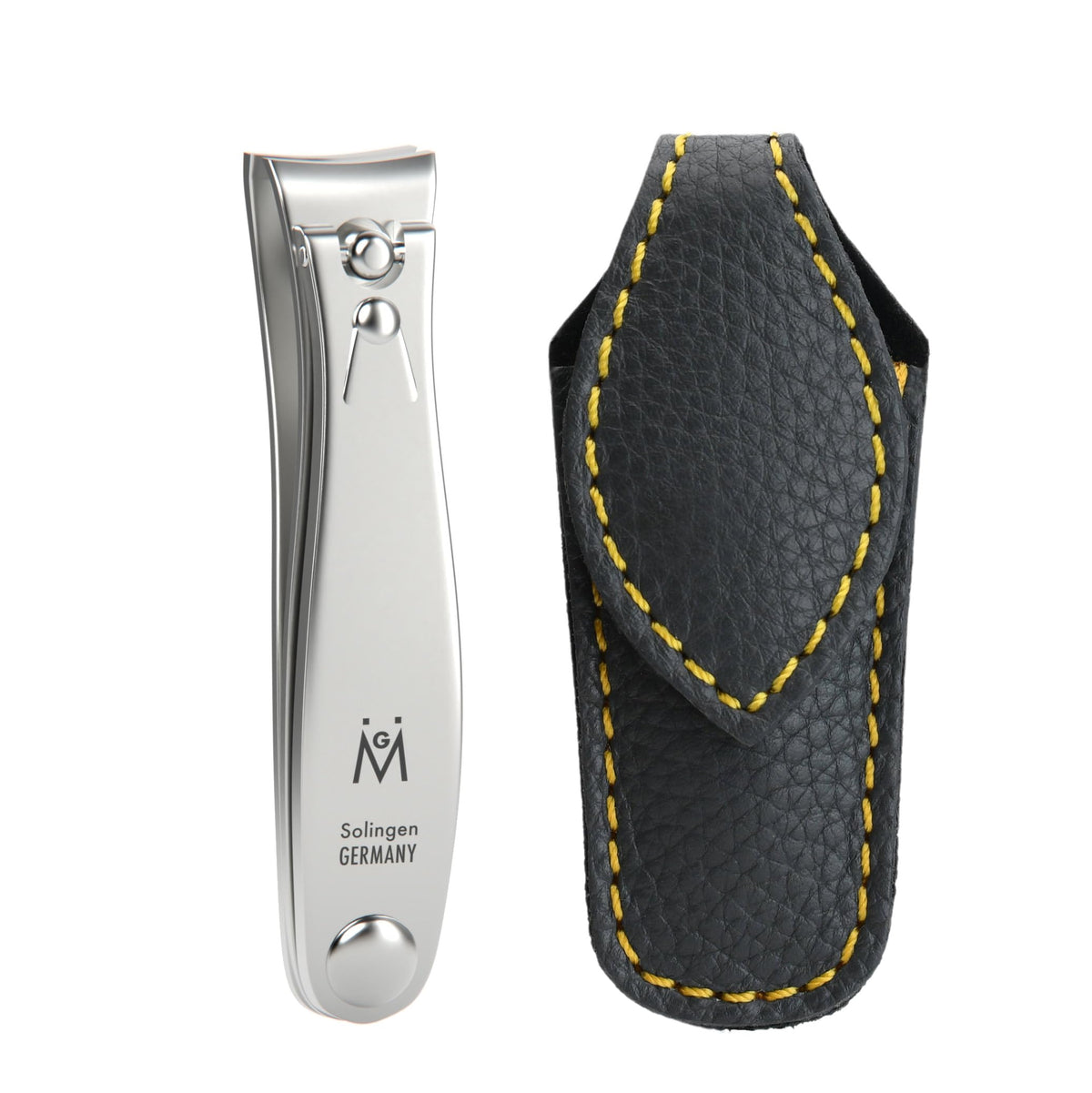GERMANIKURE professional small nail clipper with leather case for travel grooming.