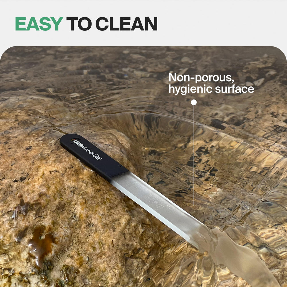 GERmanikure rounded edges improve safety when shaping tiny nails.