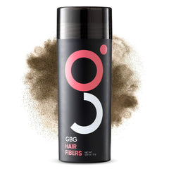Get Back Gorgeous GBG Hair Fibers bottle close-up in Light Brown for quick, natural coverage.