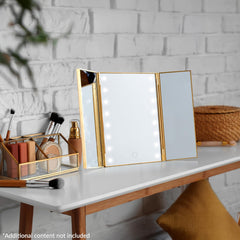 Get Trend Harry Potter LED Vanity Mirror lit side view showing portable design.