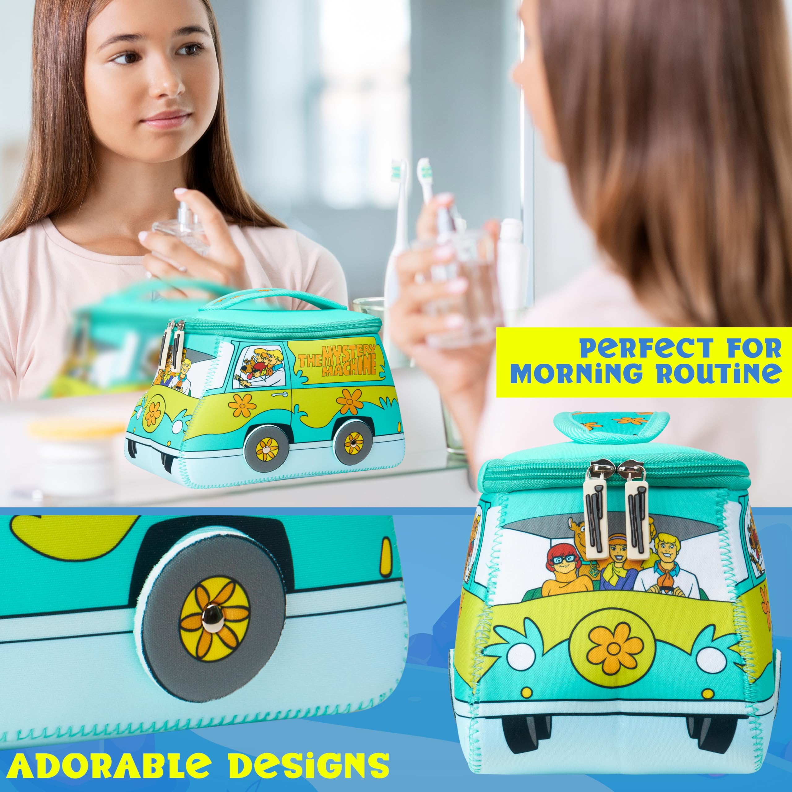 Get Trend Scooby Doo toiletry bag side pocket showing extra storage for travel essentials