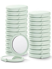 Getinbulk purse-mirror-round-cyan shows 1x and 2x magnification for quick on-the-go touch-ups.