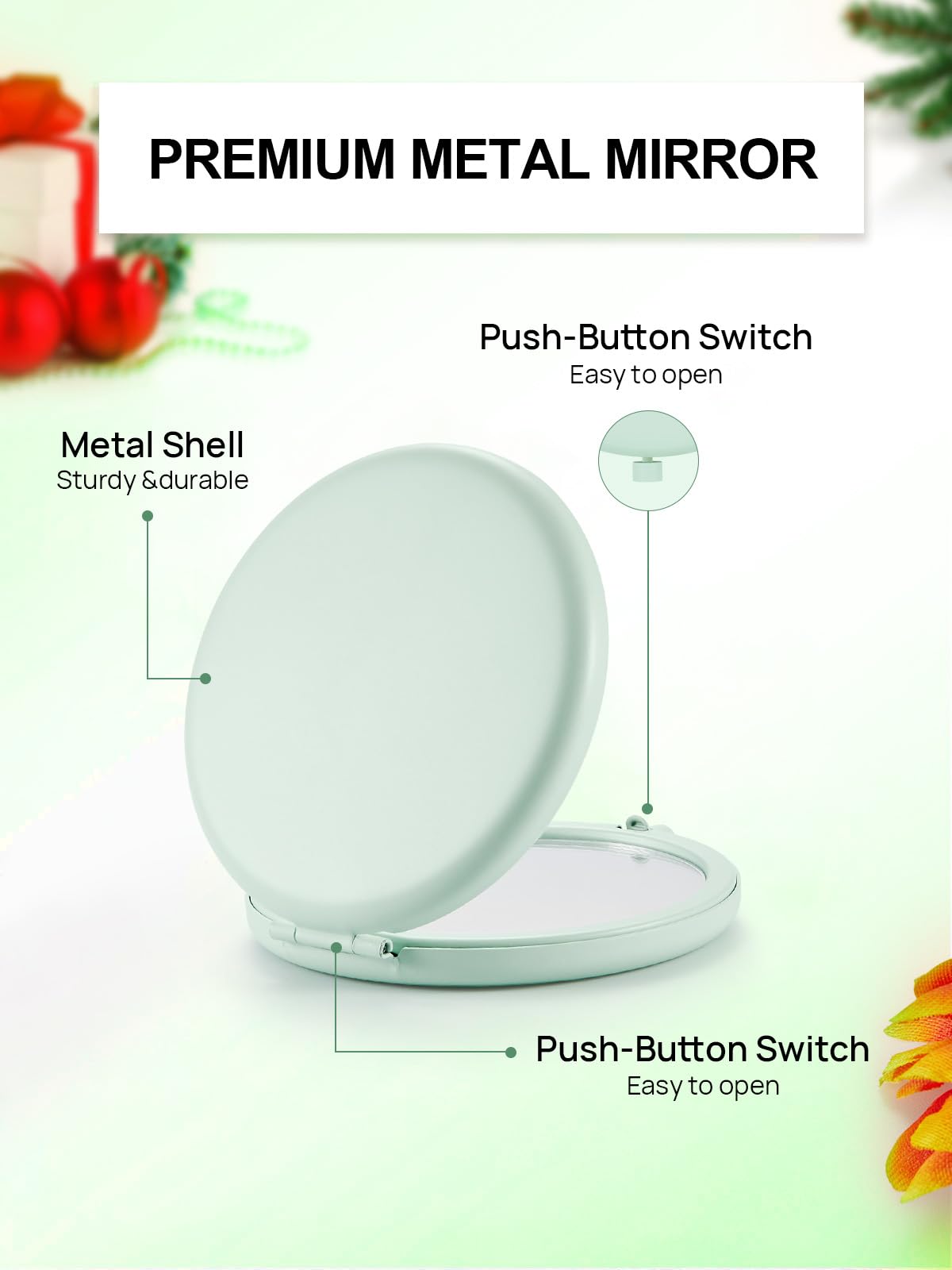 Getinbulk purse-mirror-round-cyan in-hand demonstrates compact travel companion for on-the-go routines.