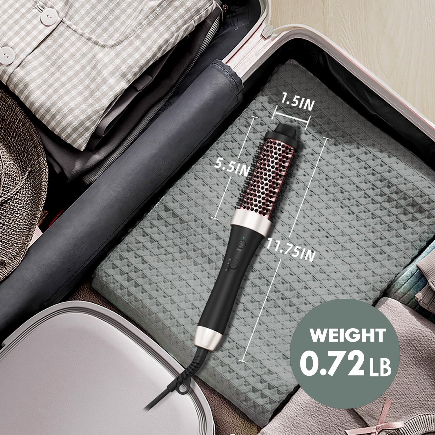 GETLL Ionic thermal brush anti-scald tip and silicone cap close-up