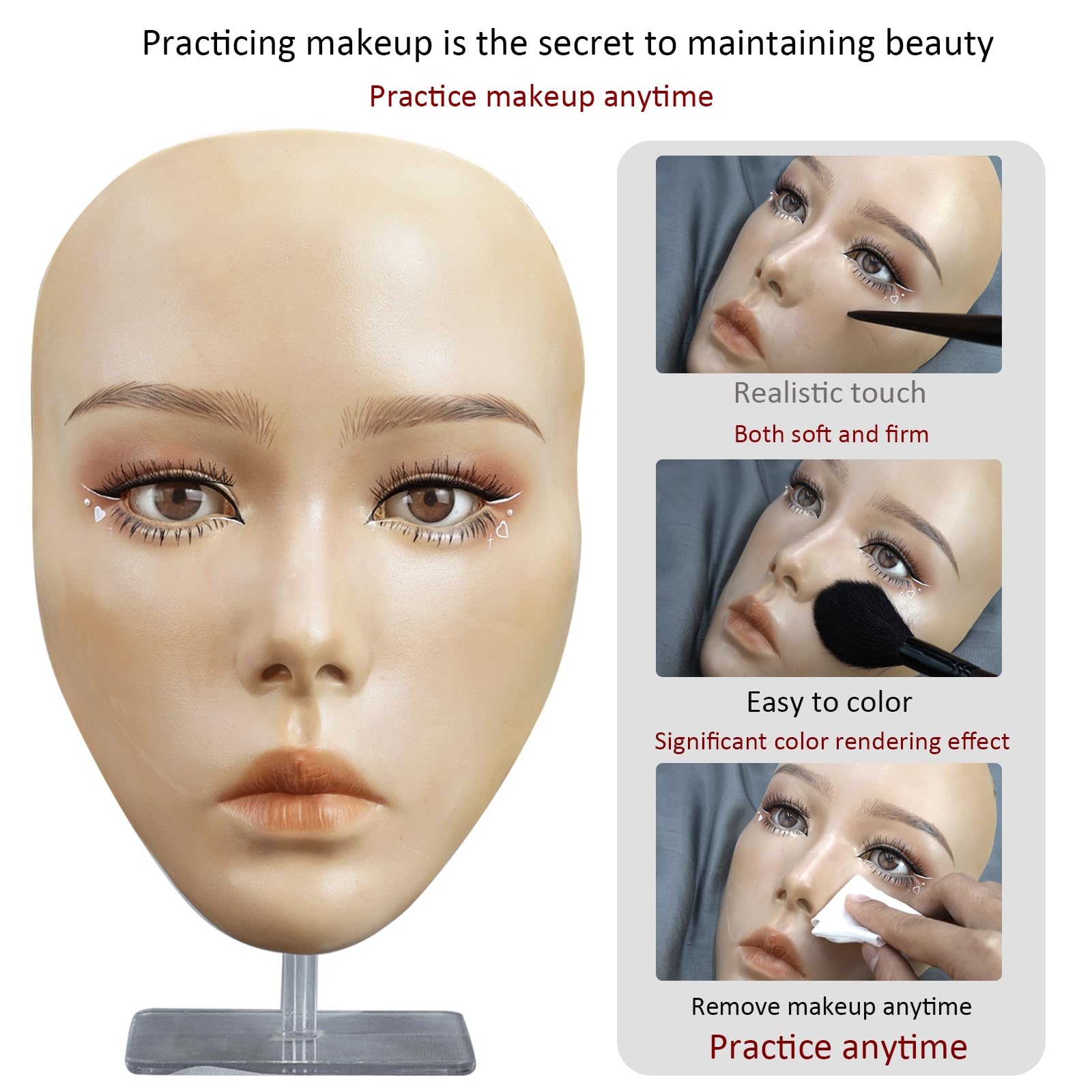 Getpuchra 5D makeup practice face board side view showing skin texture