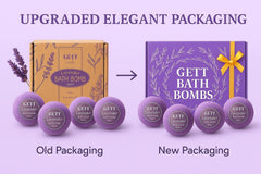 GETT lavender bath bomb scene highlights relaxing at-home spa moment with soothing fragrance.