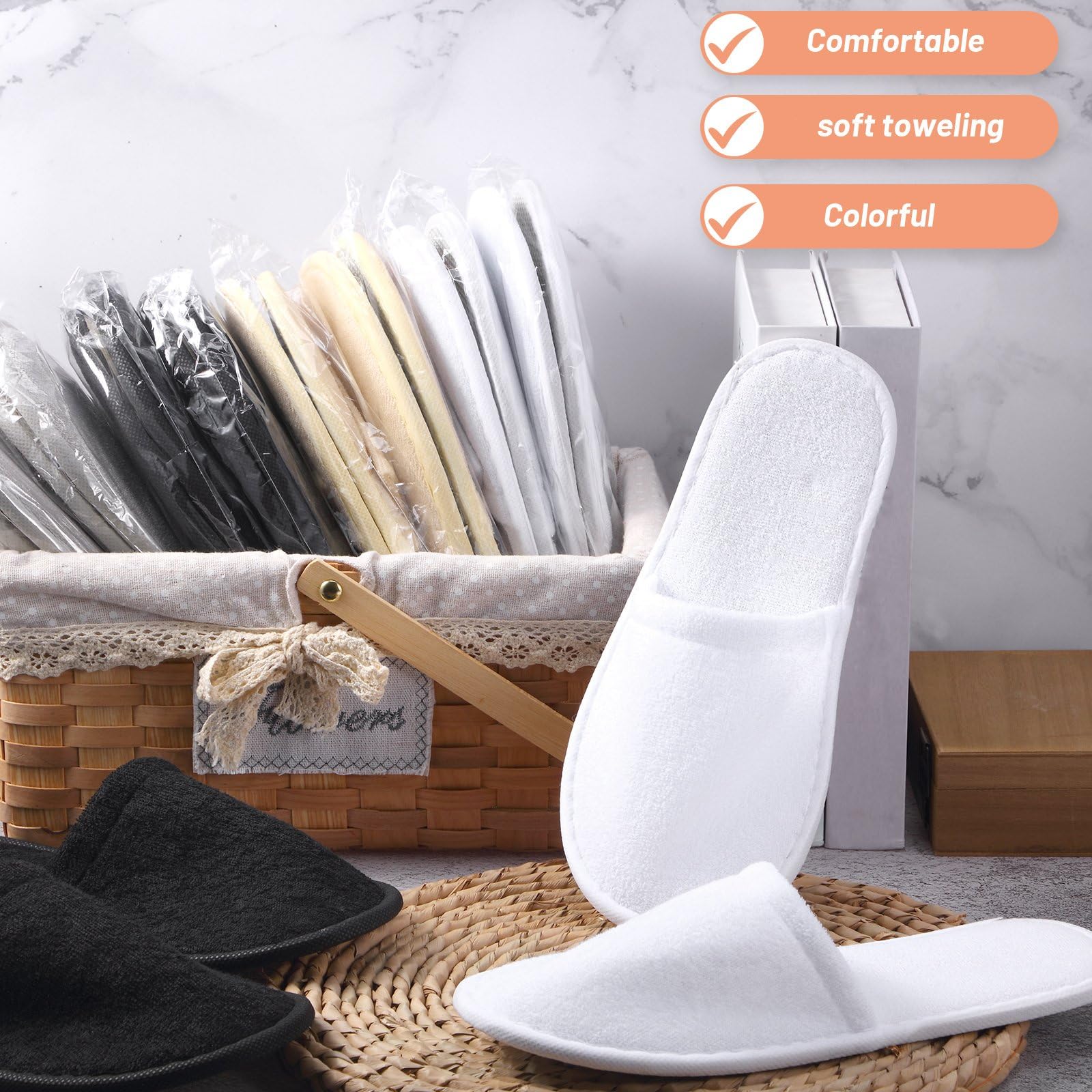 Geyoga disposable guest slippers black, cozy warmth for wedding guests.