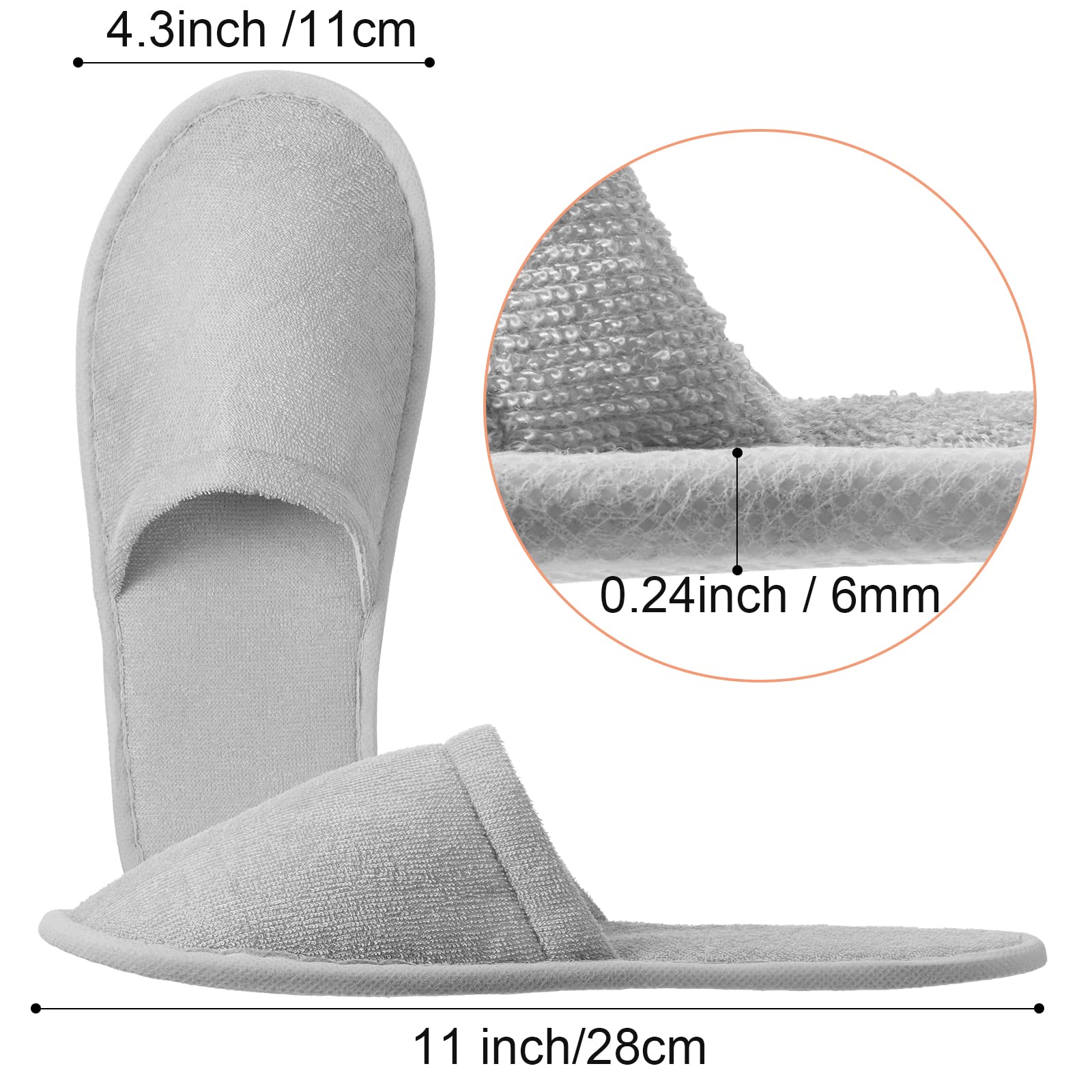 Geyoga disposable guest slippers light gray, soft comfort for guests at events.
